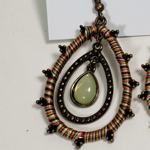 Signature NYC Old Gold-tone Colorful Double Hoops Drop Dangle Earrings for Women - Picture 4 of 7